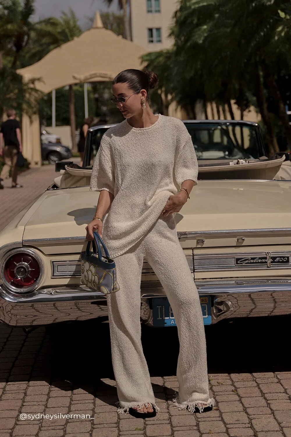 SUE OFF WHITE FRINGE KNIT PANT
