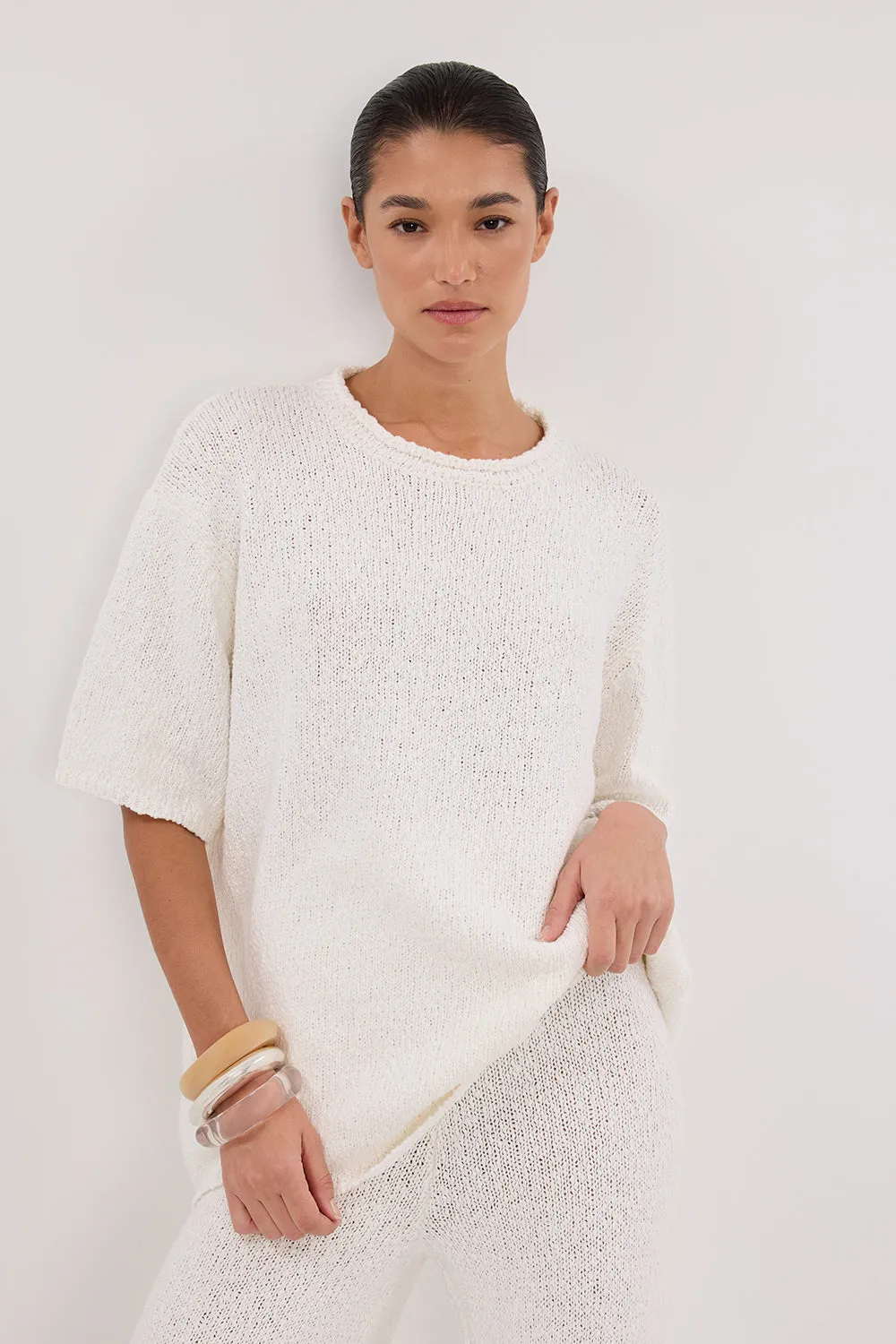 SUE OFF WHITE KNIT TEE