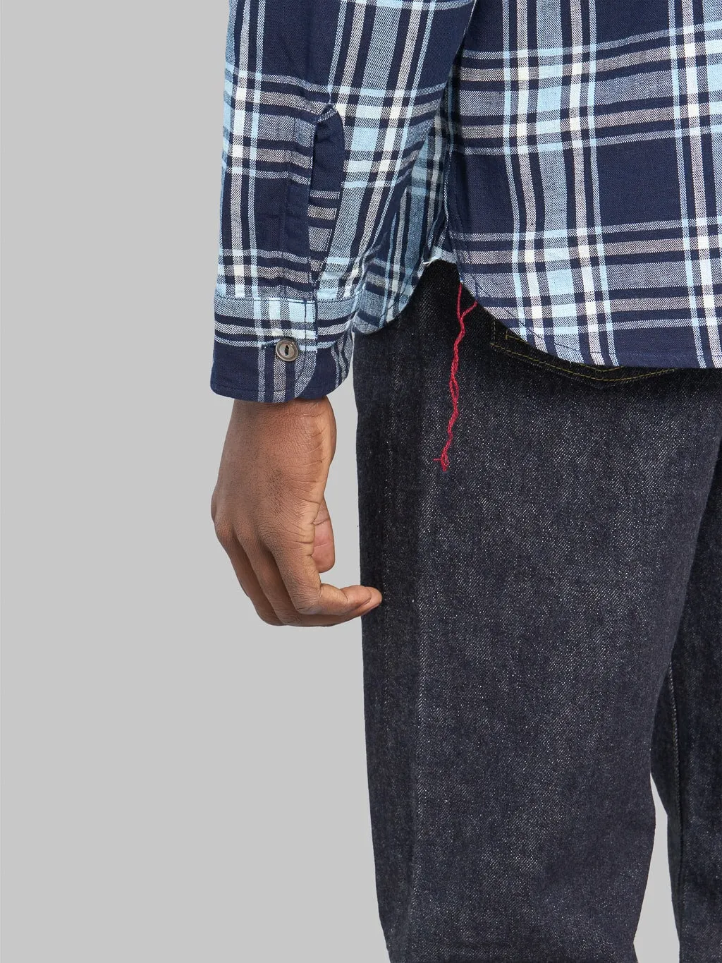 Sugar Cane Fiction Romance 7.9oz Indigo Check Work Shirt