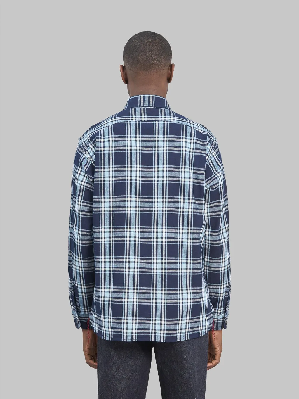 Sugar Cane Fiction Romance 7.9oz Indigo Check Work Shirt