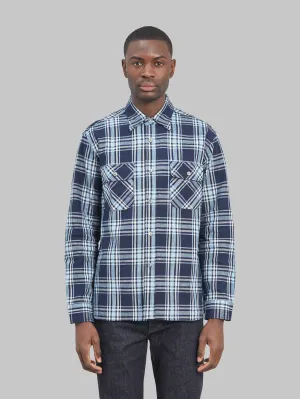 Sugar Cane Fiction Romance 7.9oz Indigo Check Work Shirt