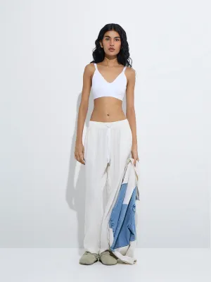 Superstar White Seam-Free Ribbed-Textured Bra