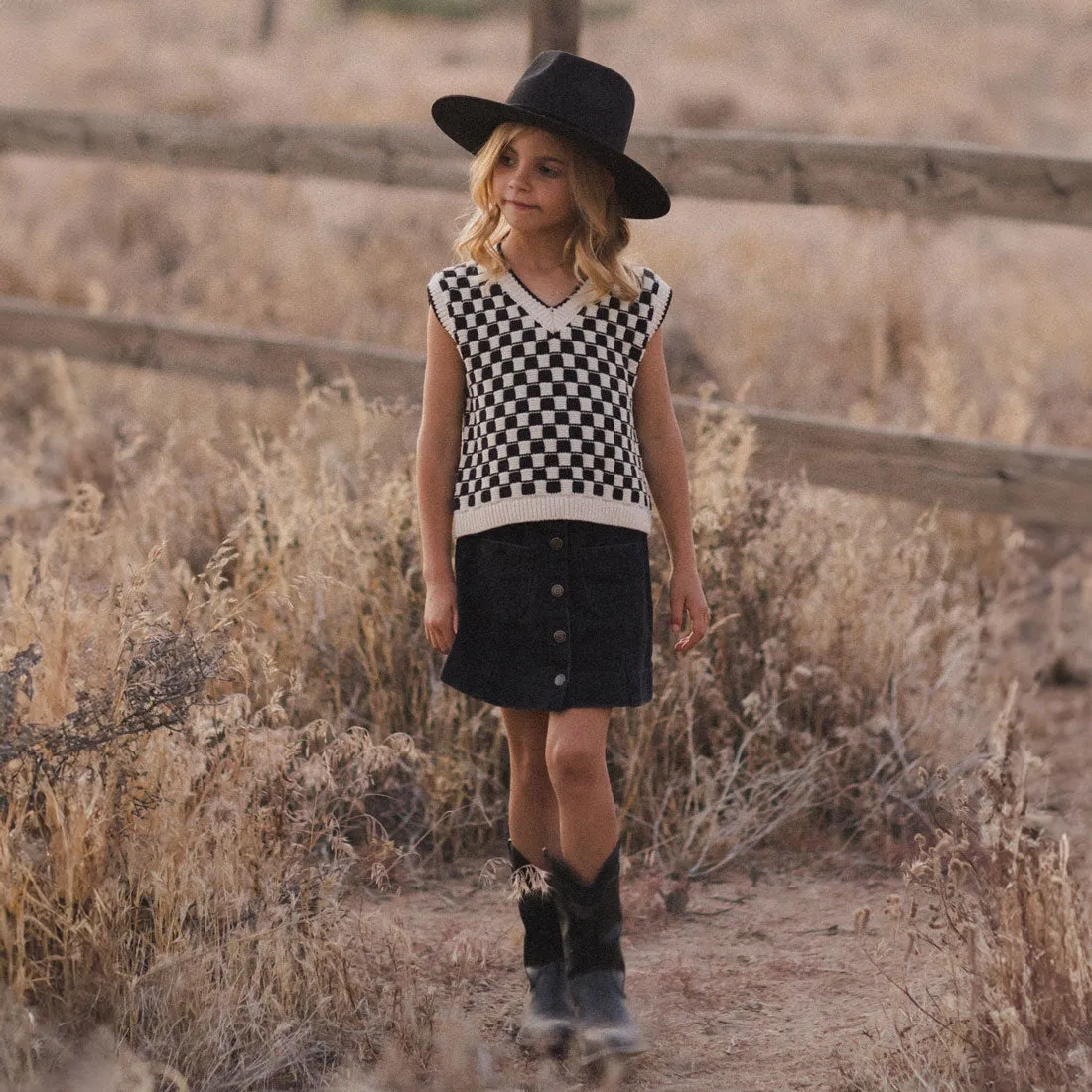 Sweater Vest - Check - Ivory / Black - FINAL SALE