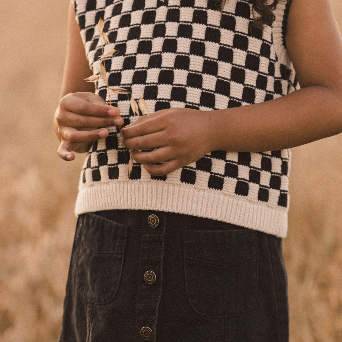 Sweater Vest - Check - Ivory / Black - FINAL SALE