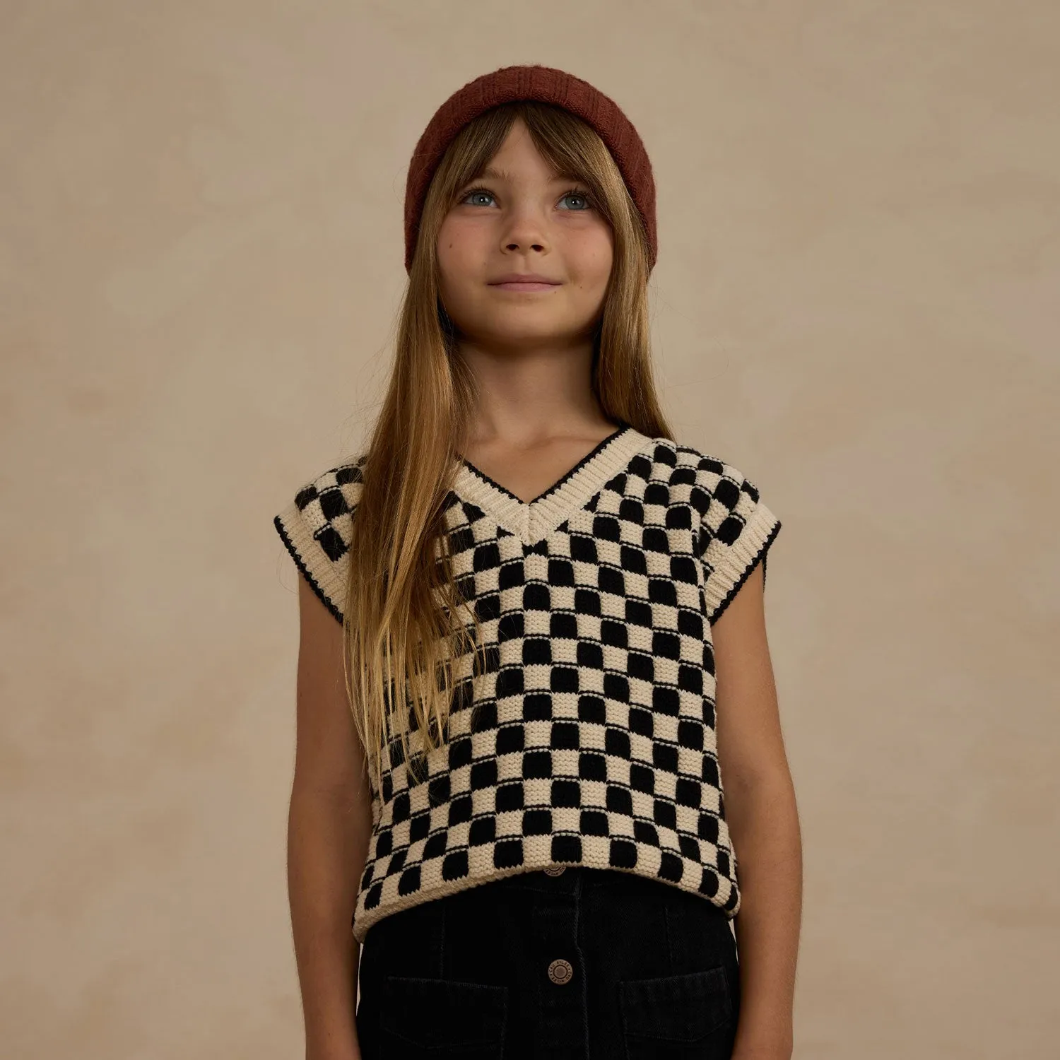 Sweater Vest - Check - Ivory / Black - FINAL SALE