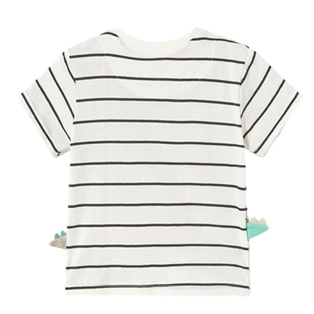 Teal Striped Dinosaur T-Shirt