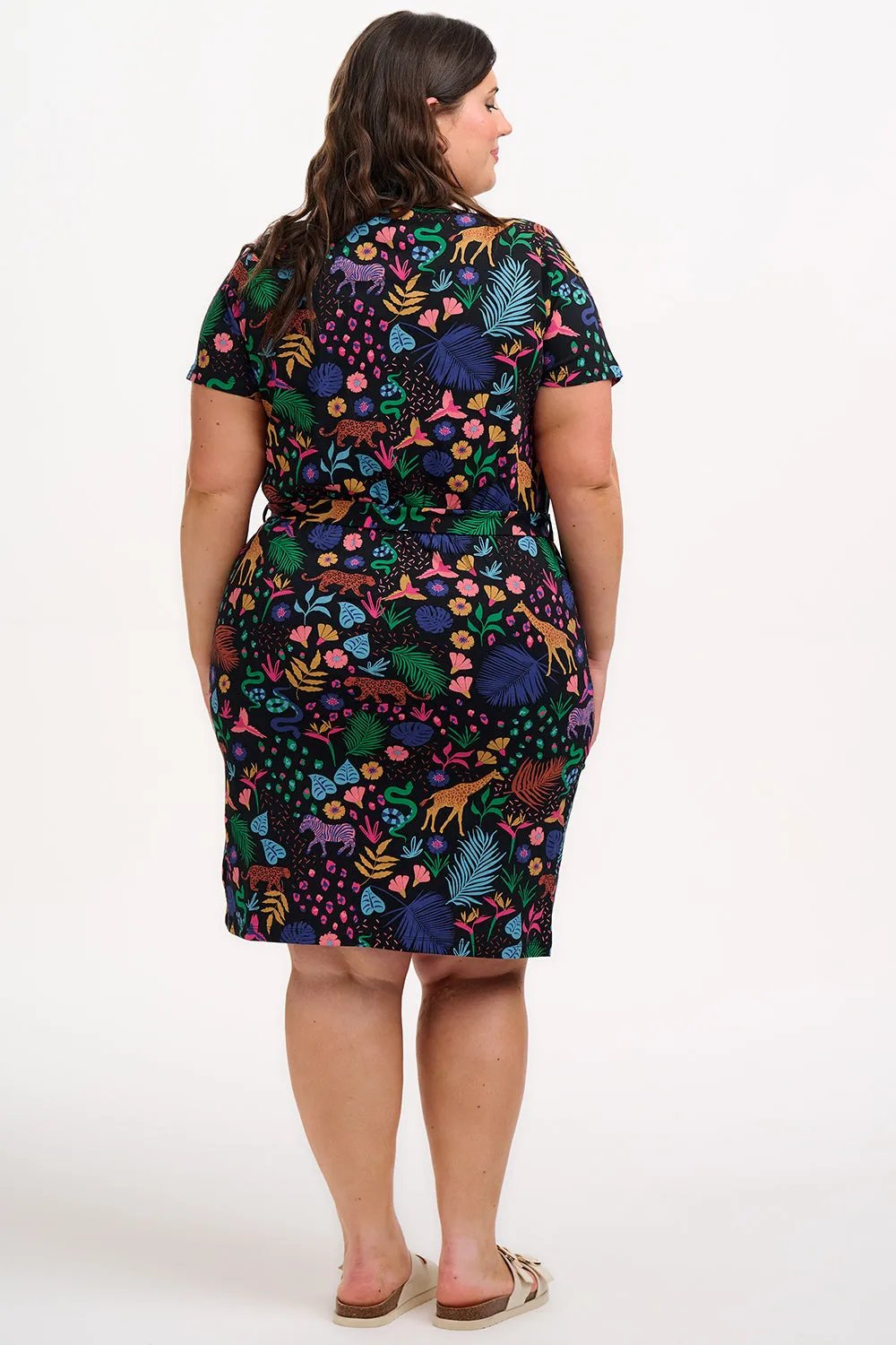 Terri Jersey Mini Dress - Black/Multi. Jungle Spirit