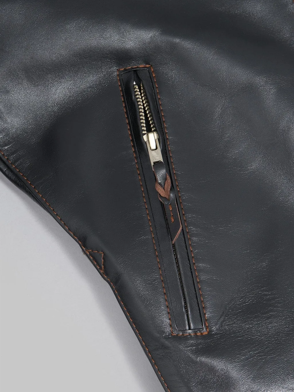 The Flat Head FN-LJ-HS005 Horsehide Single Rider's Jacket Black Semi-Aniline