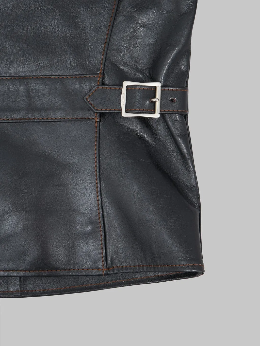 The Flat Head FN-LJ-HS005 Horsehide Single Rider's Jacket Black Semi-Aniline