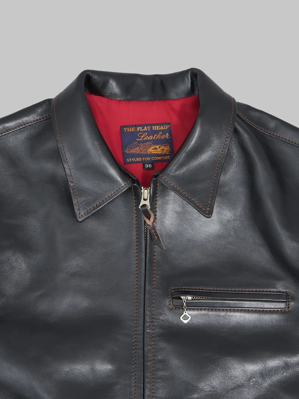 The Flat Head FN-LJ-HS005 Horsehide Single Rider's Jacket Black Semi-Aniline