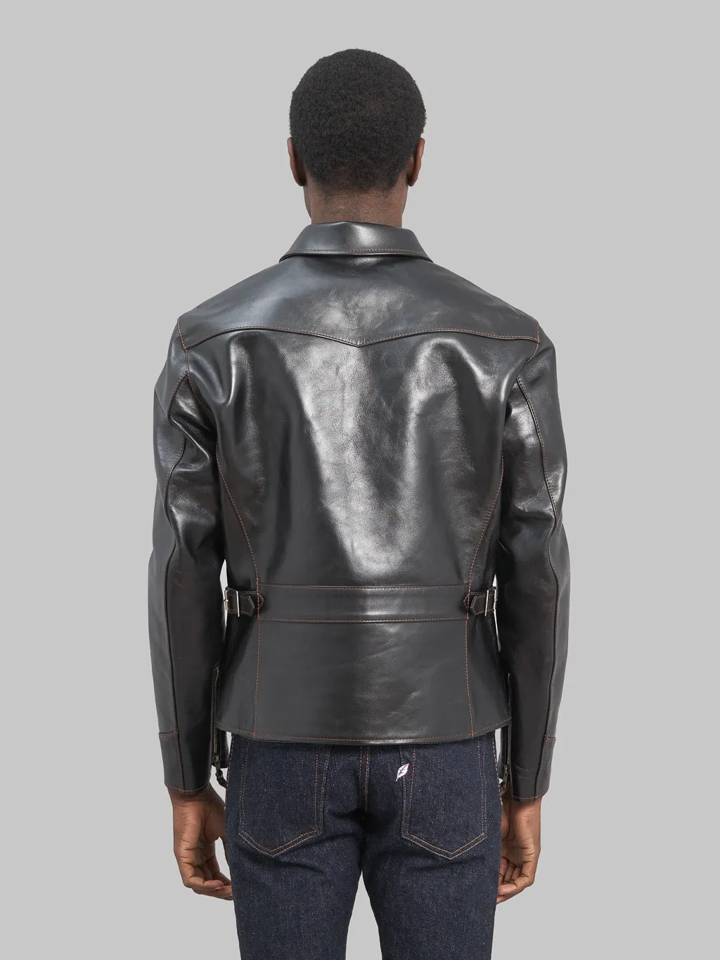The Flat Head FN-LJ-HS005 Horsehide Single Rider's Jacket Black Semi-Aniline