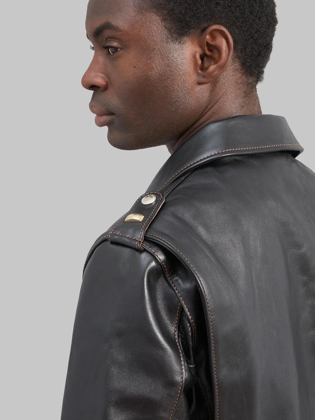 The Flat Head FN-LJ-HW004 Horsehide Double Rider's Jacket Black Semi-Aniline