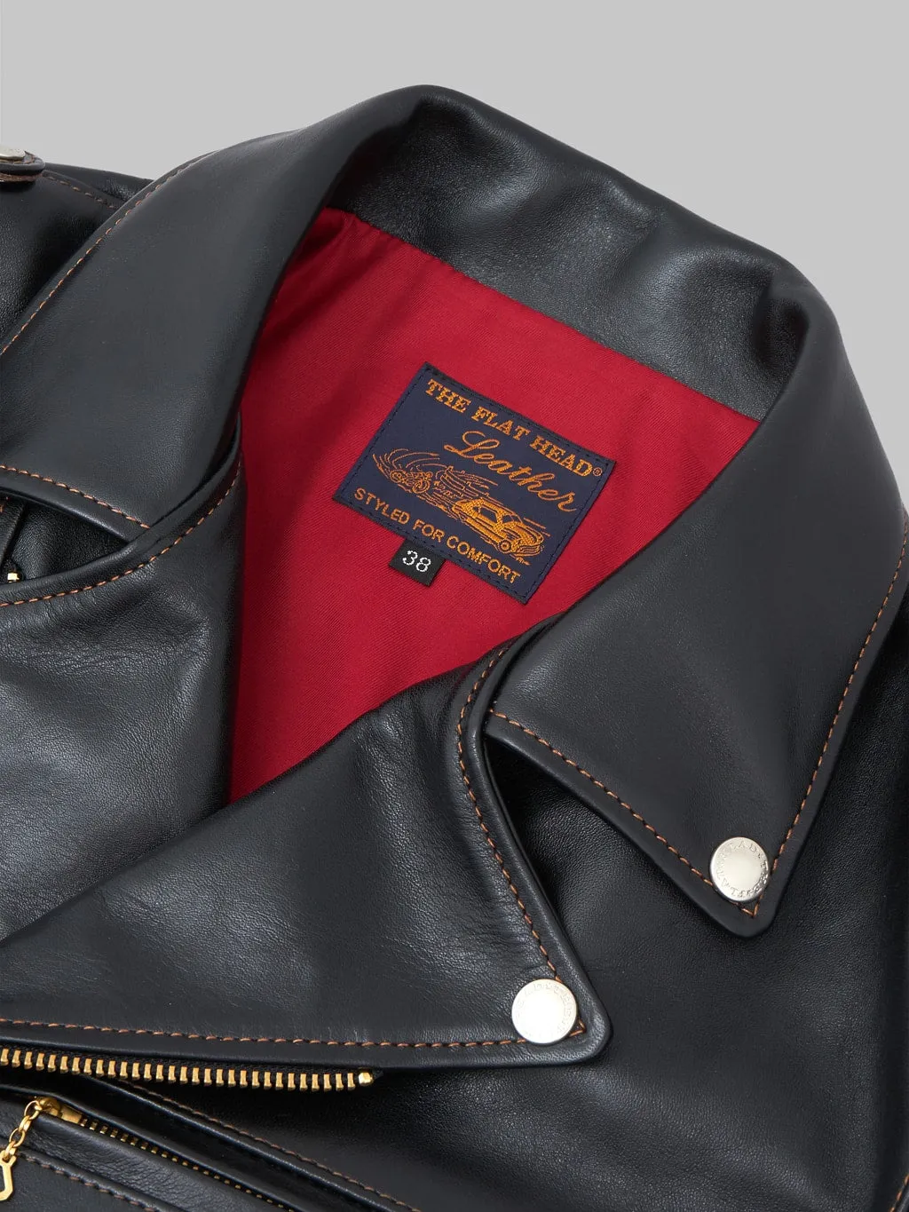 The Flat Head FN-LJ-HW004 Horsehide Double Rider's Jacket Black Semi-Aniline