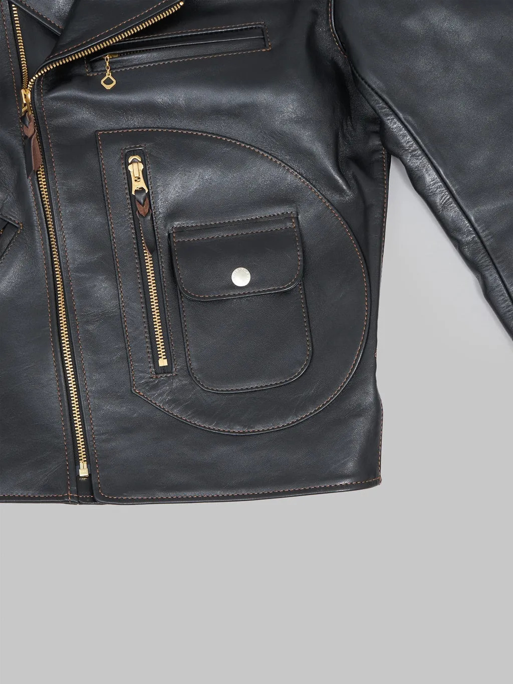 The Flat Head FN-LJ-HW004 Horsehide Double Rider's Jacket Black Semi-Aniline