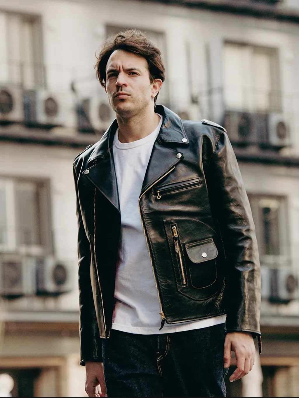 The Flat Head FN-LJ-HW004 Horsehide Double Rider's Jacket Black Semi-Aniline