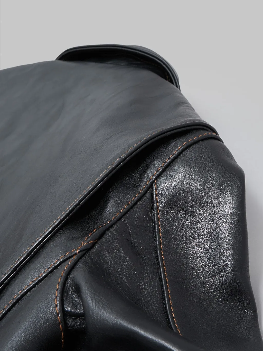 The Flat Head FN-LJ-HW004 Horsehide Double Rider's Jacket Black Semi-Aniline