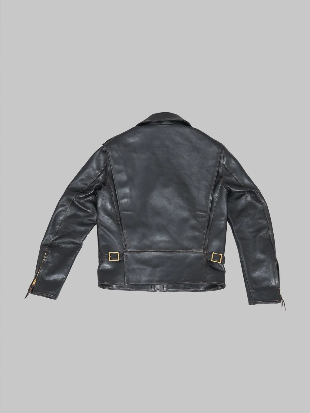 The Flat Head FN-LJ-HW004 Horsehide Double Rider's Jacket Black Semi-Aniline