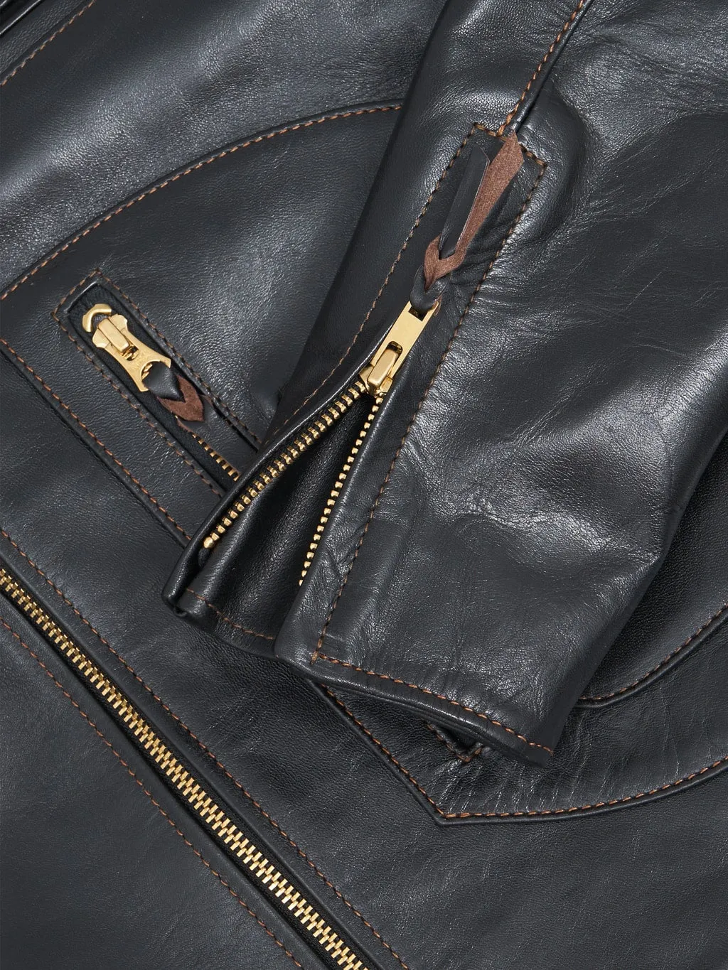 The Flat Head FN-LJ-HW004 Horsehide Double Rider's Jacket Black Semi-Aniline