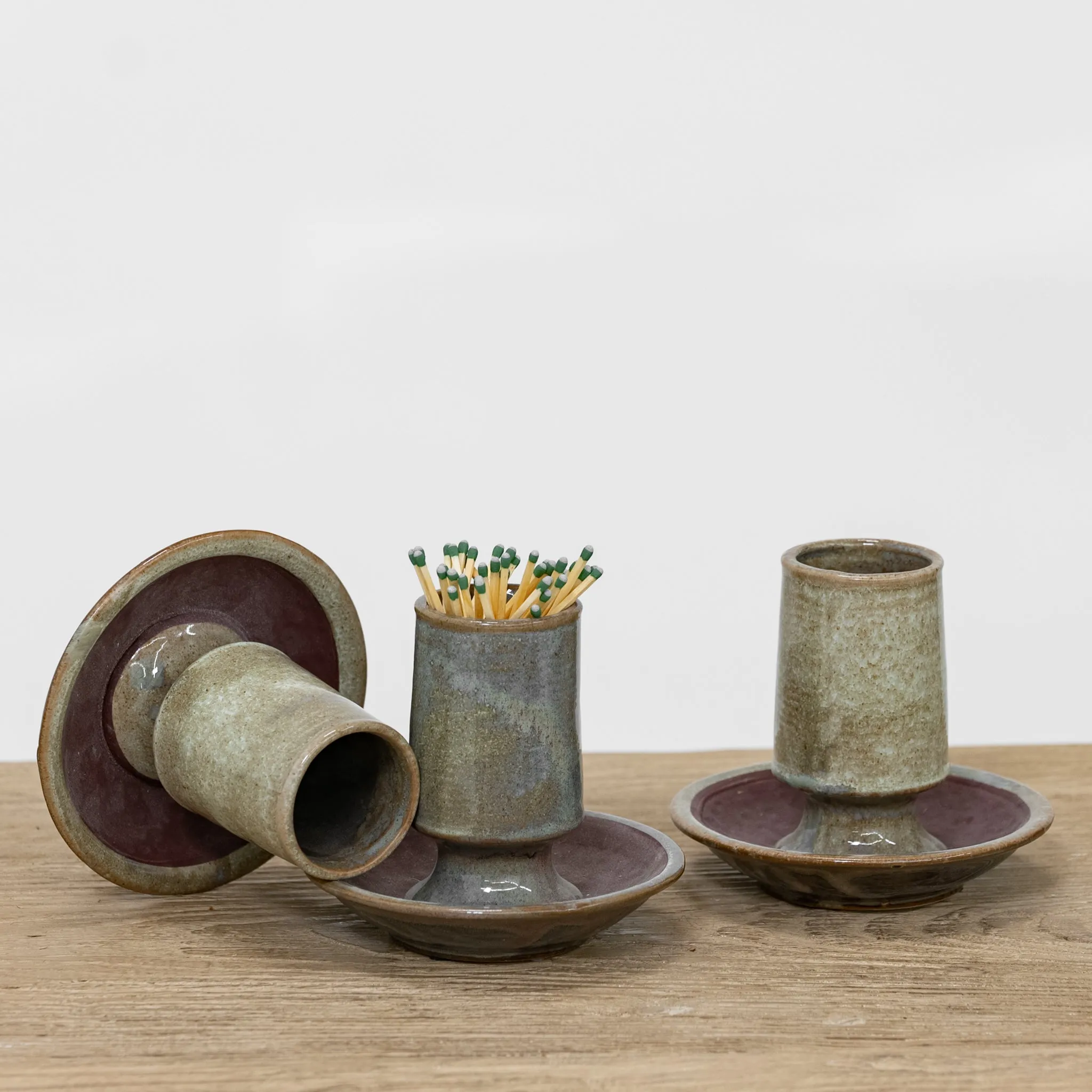 Townes Stoneware Match Holder With Striker Plate