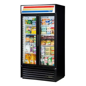 True GDM-35-HC~TSL01 Two Section Glass Door Refrigerated Merchandiser, Black