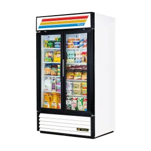 True GDM-35-HCTSL01 Two Section Glass Door Refrigerated Merchandiser, White