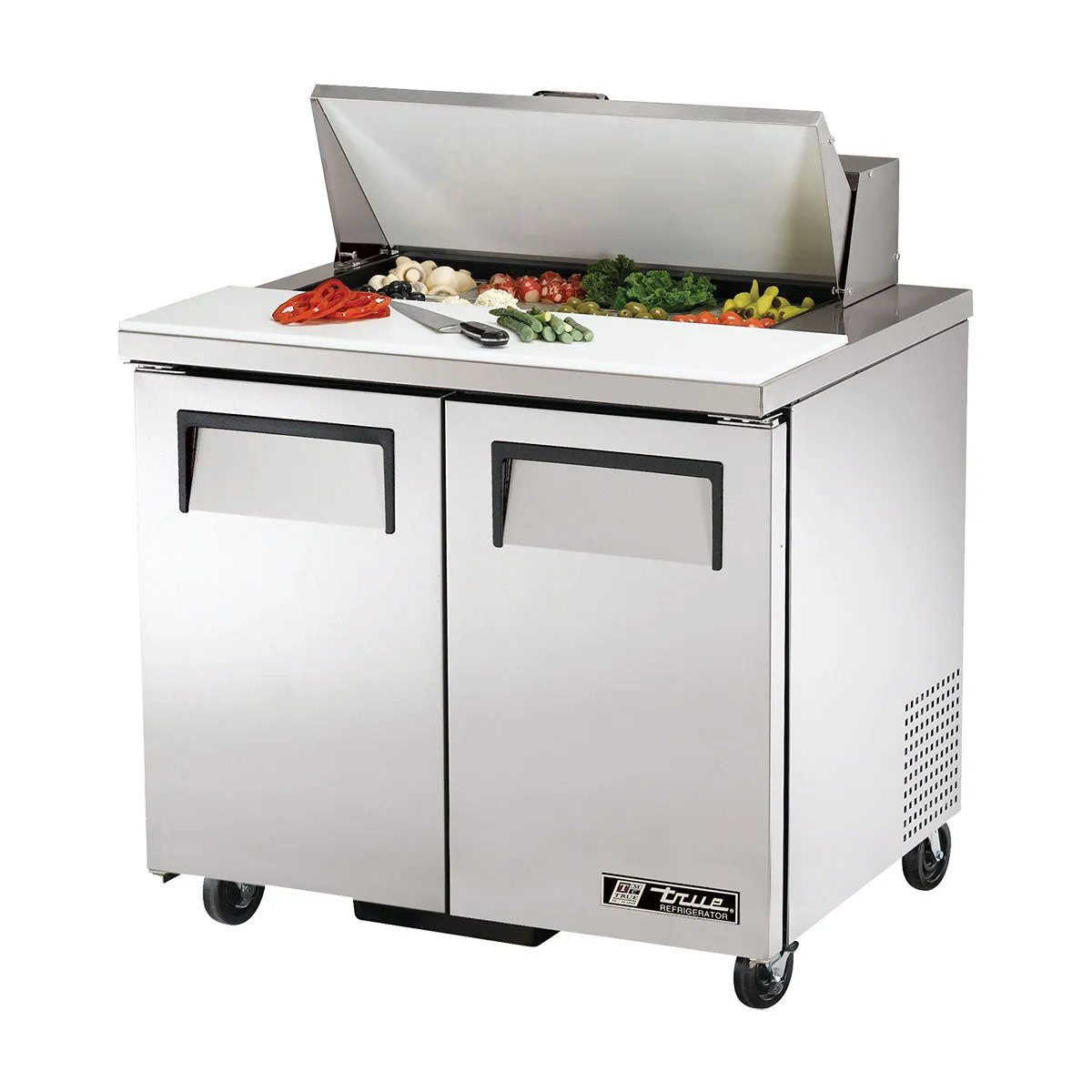 True TSSU-36-12M-B Solid 2 Door Mega-Top Sandwich / Salad Refrigerated Prep Table, 36"