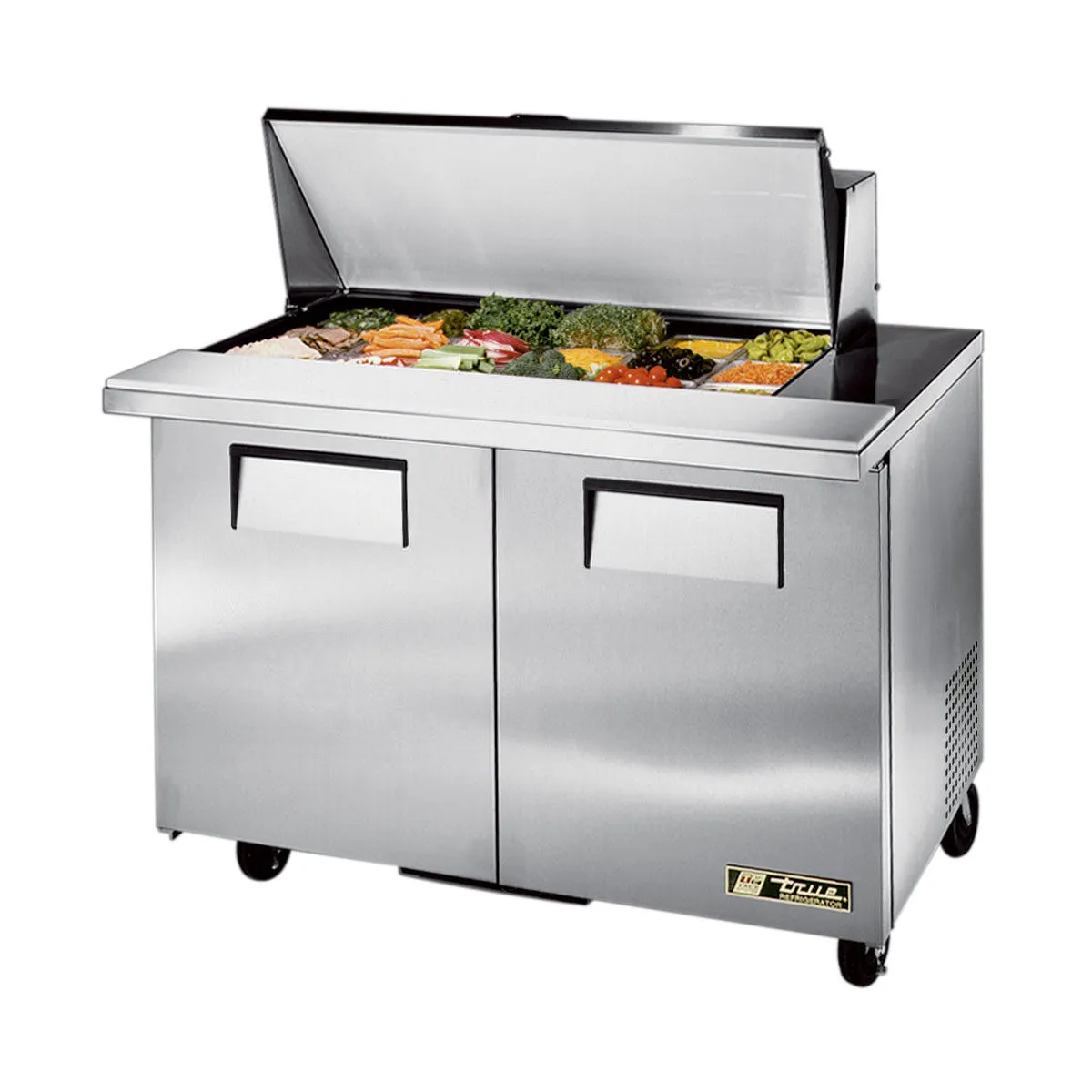 True TSSU-48-18M-B Solid 2 Door Mega-Top Sandwich / Salad Refrigerated Prep Table, 48"