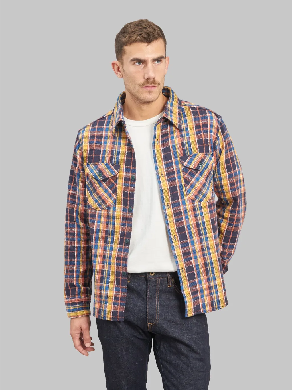 UES Heavy Flannel Shirt Blue & Yellow