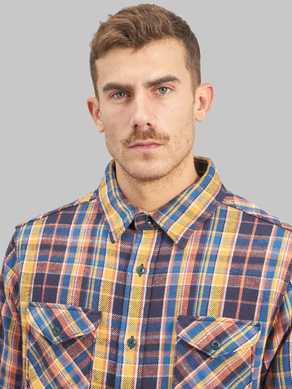 UES Heavy Flannel Shirt Blue & Yellow