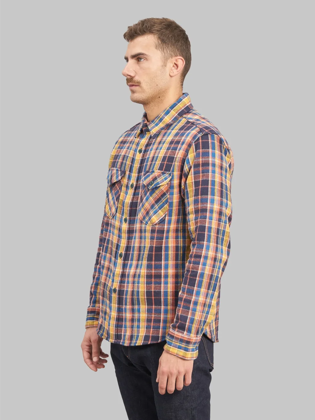 UES Heavy Flannel Shirt Blue & Yellow
