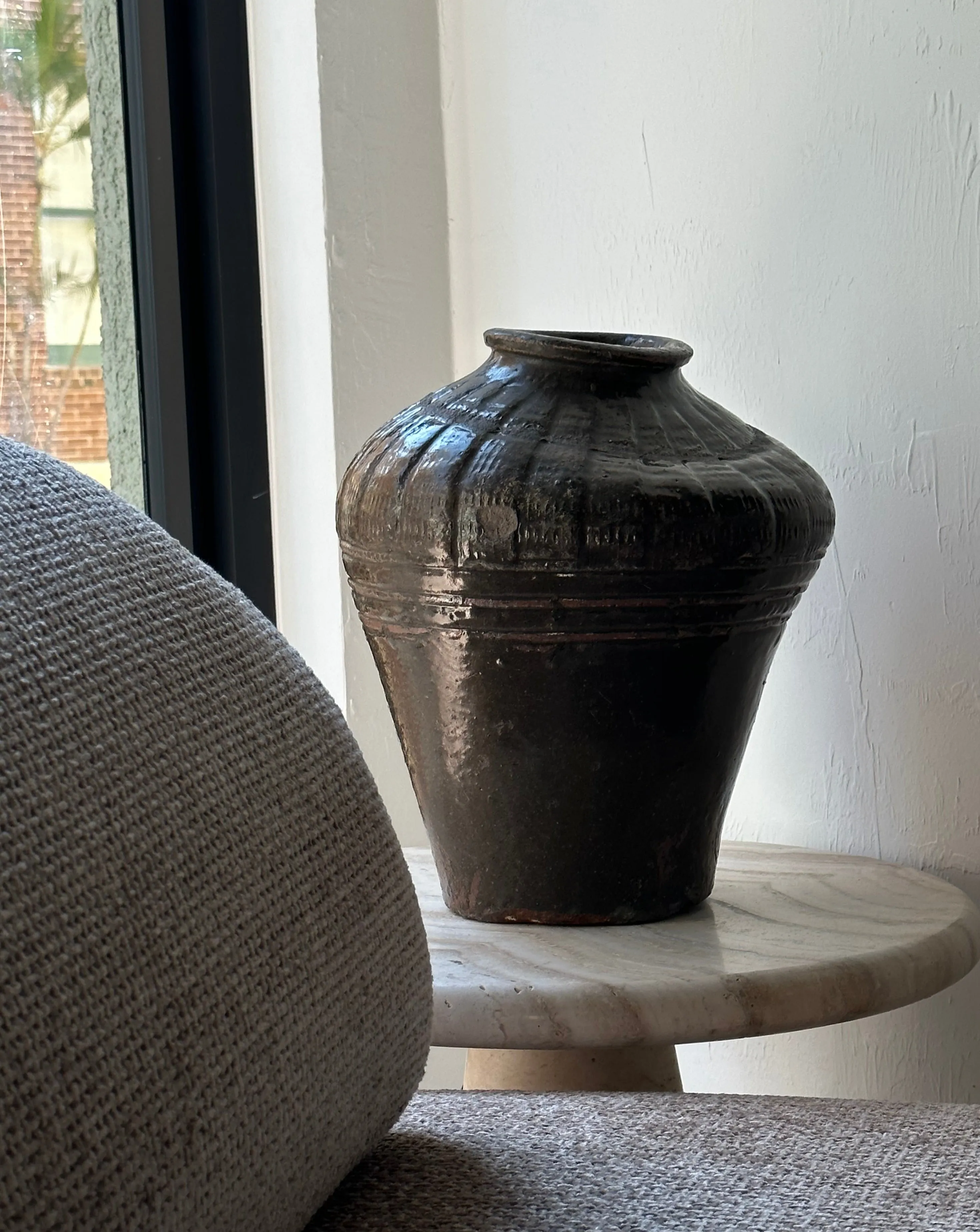 VINTAGE OLIVE GLAZED VESSEL SMALL