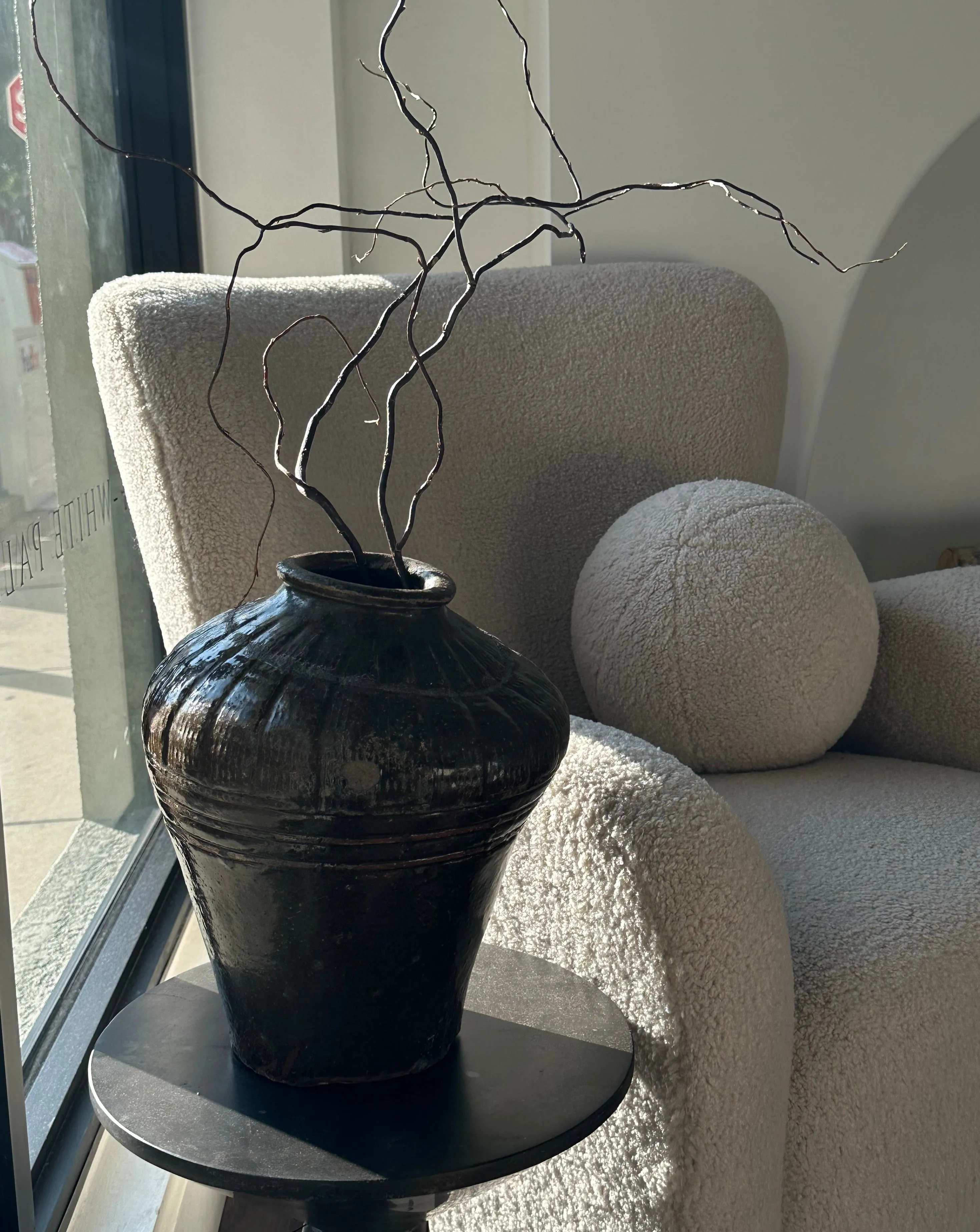 VINTAGE OLIVE GLAZED VESSEL SMALL