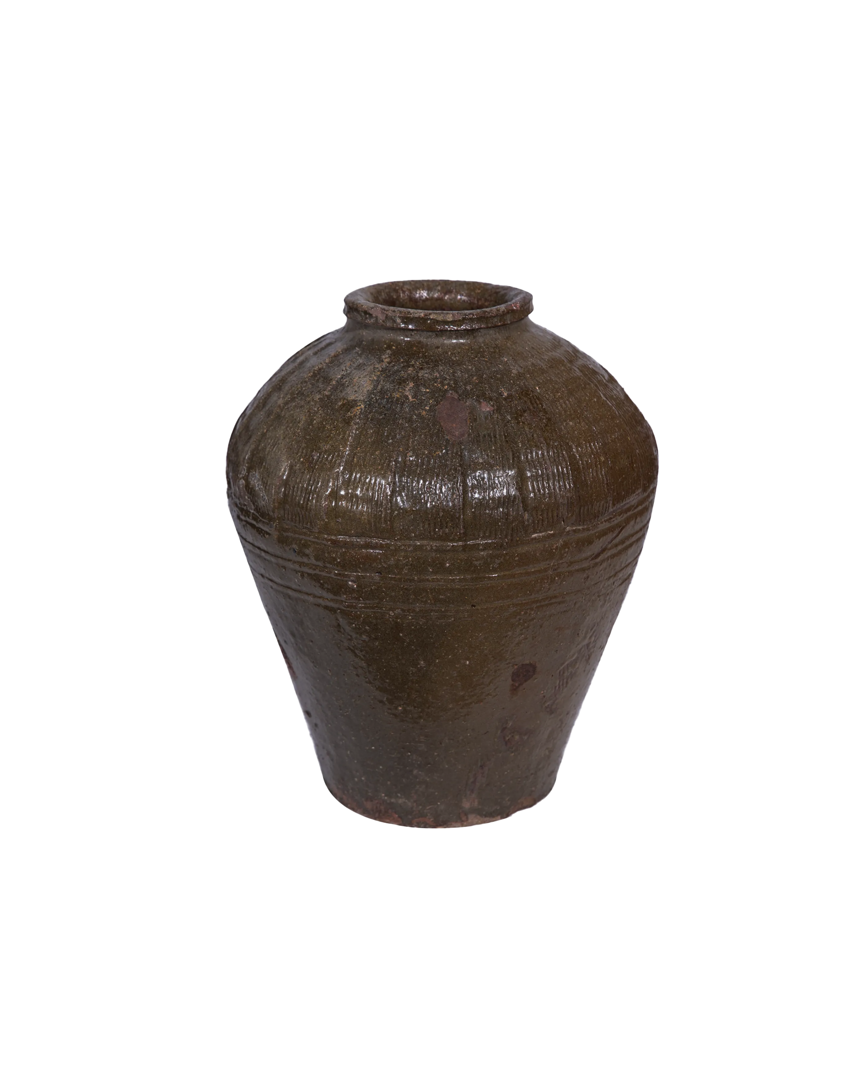 VINTAGE OLIVE GLAZED VESSEL SMALL