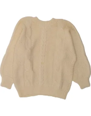 VINTAGE Womens Crew Neck Jumper Sweater UK 12 Medium Off White