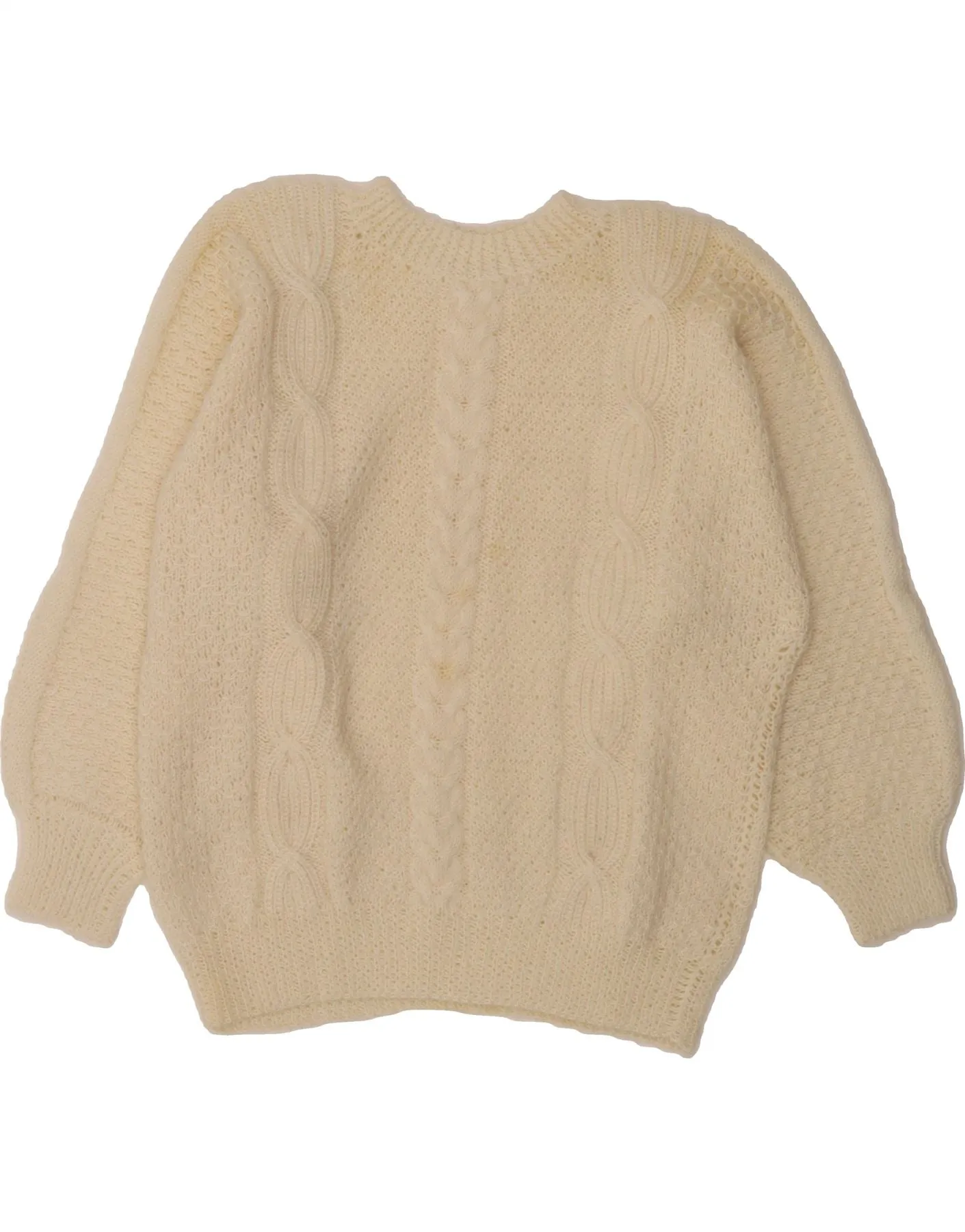 VINTAGE Womens Crew Neck Jumper Sweater UK 12 Medium Off White