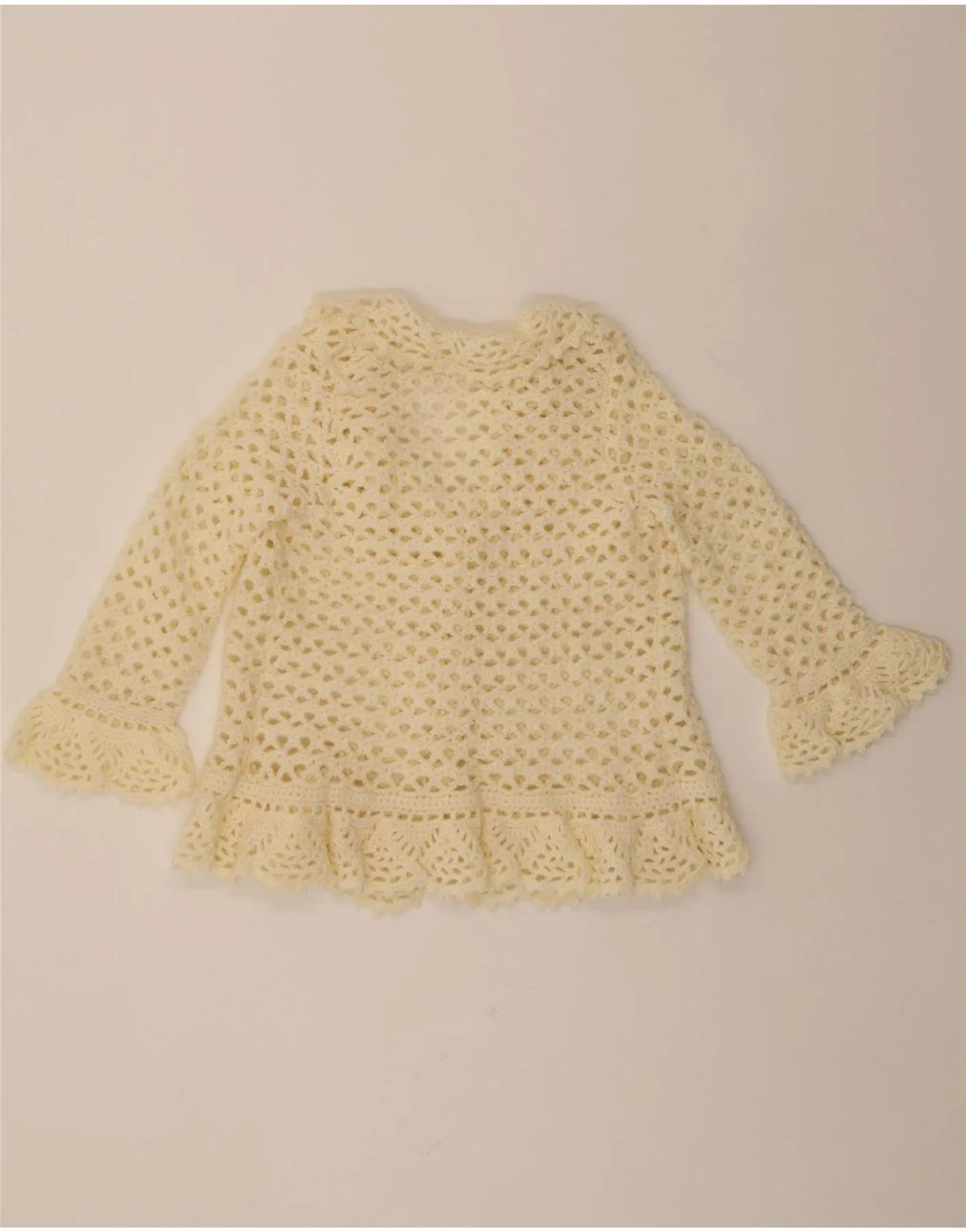 VINTAGE Womens Crop 3/4 Sleeve Cardigan Sweater UK 14 Medium Off White