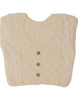 VINTAGE Womens Crop Vest Tank Top UK 6 XS Off White
