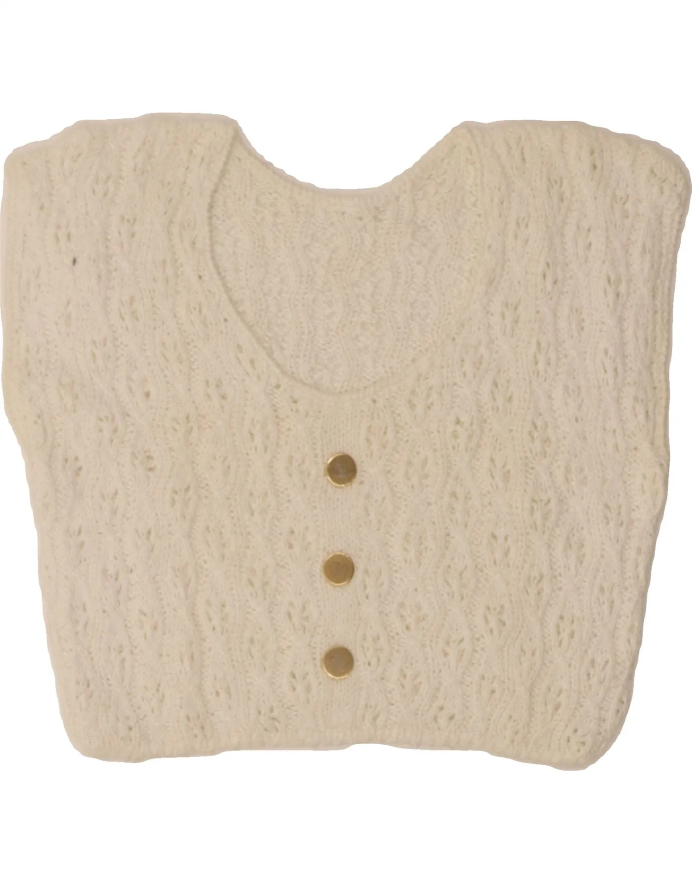 VINTAGE Womens Crop Vest Tank Top UK 6 XS Off White