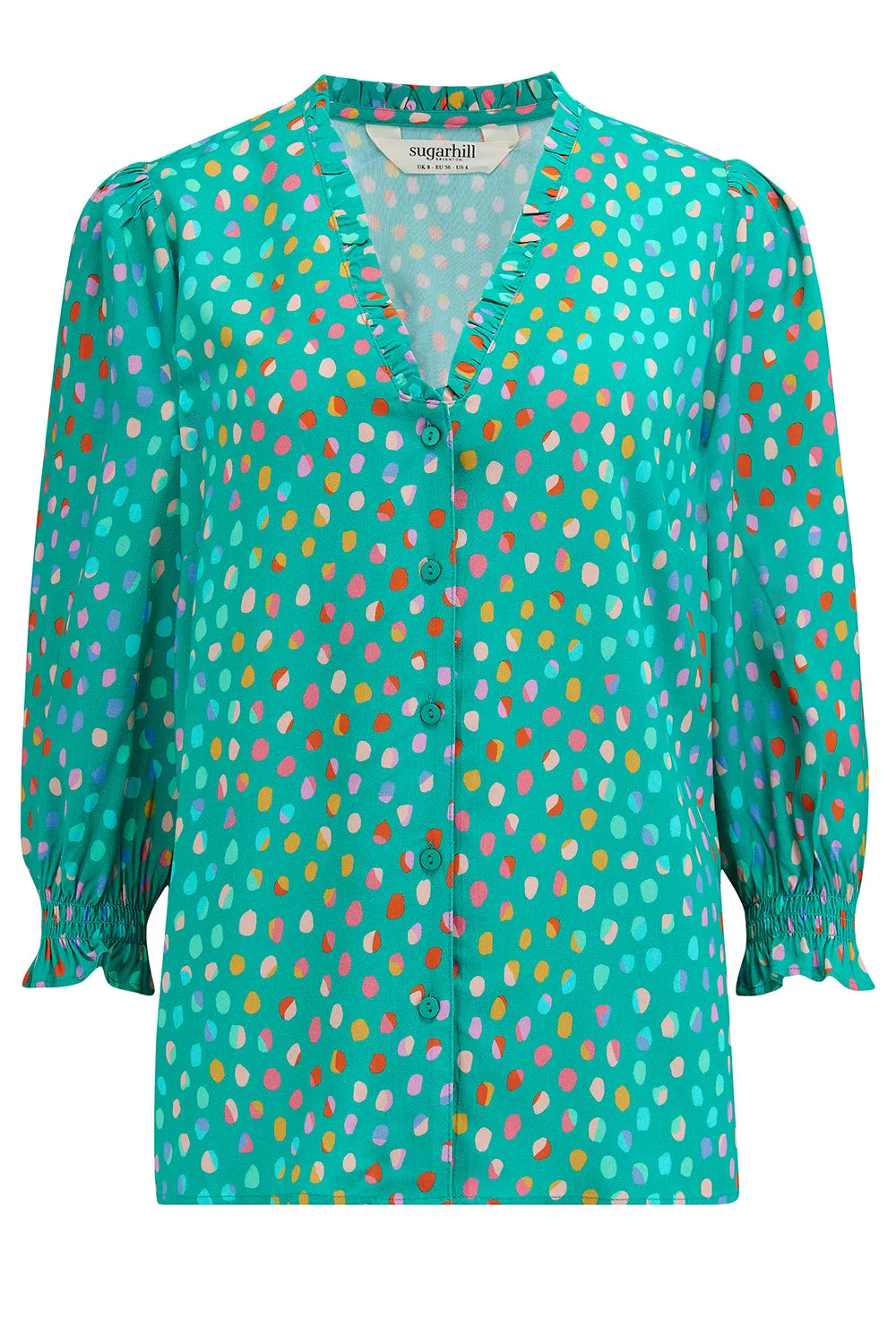 Vivi Frill Blouse - Green. Rainbow Pebbles
