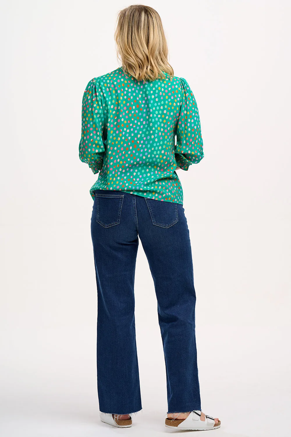 Vivi Frill Blouse - Green. Rainbow Pebbles