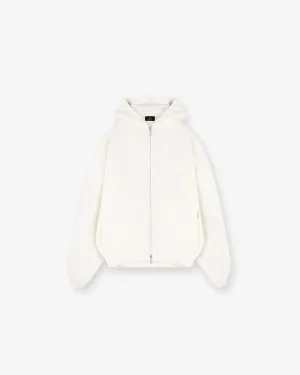 Waffle Zip Through Hoodie - Flat White