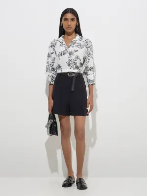 Wardrobe Black Solid High-Rise Shorts