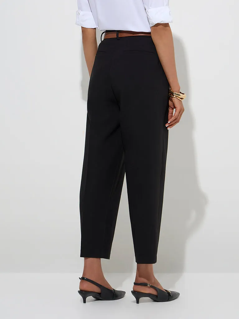 Wardrobe Black Solid High-Rise Trousers