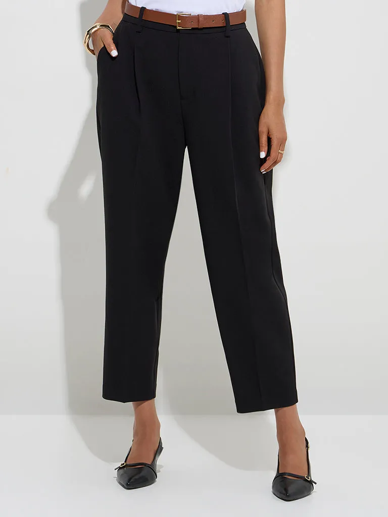 Wardrobe Black Solid High-Rise Trousers