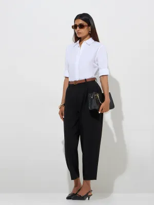Wardrobe Black Solid High-Rise Trousers