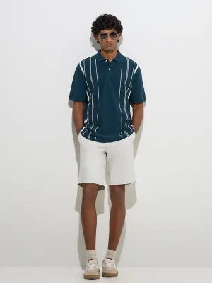 WES Casuals Teal Relaxed-Fit Cotton-Blend Polo T-Shirt