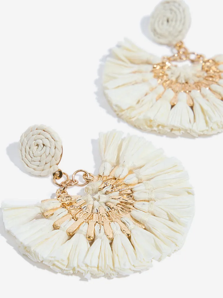 Westside Accessories White Frill Raffia Earrings