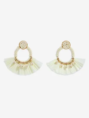 Westside Accessories White Heavy Raffia Earrings