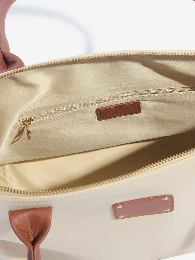 Westside Beige Solid Tote Bag
