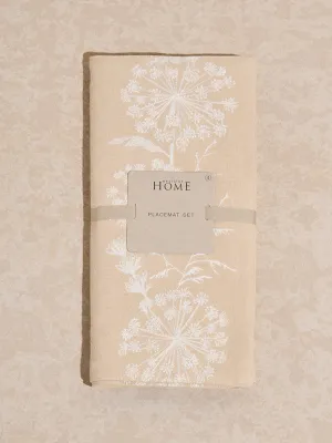 Westside Home Beige Floral Pattern Placemats (Set of 4)